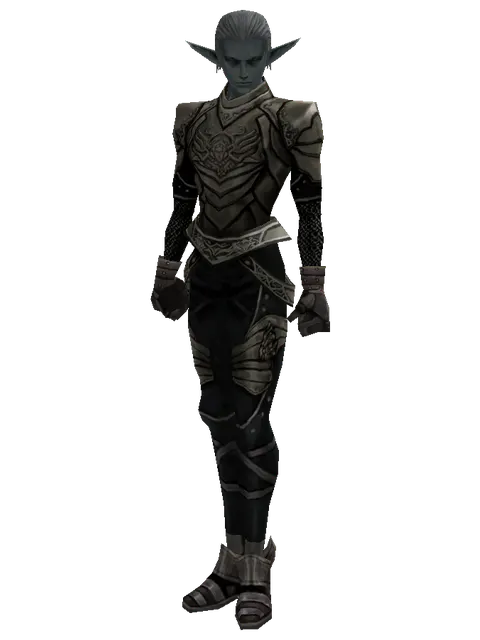 Ubiquitous (heavy armor) on a male Dark Elf, front view