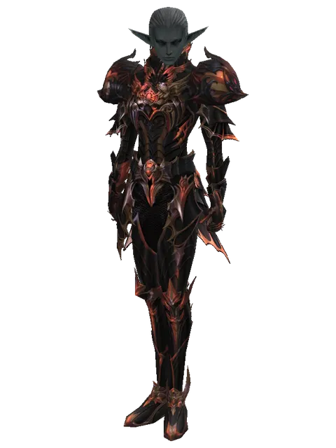 Vesper Set - Heavy on a male Dark Elf, front view
