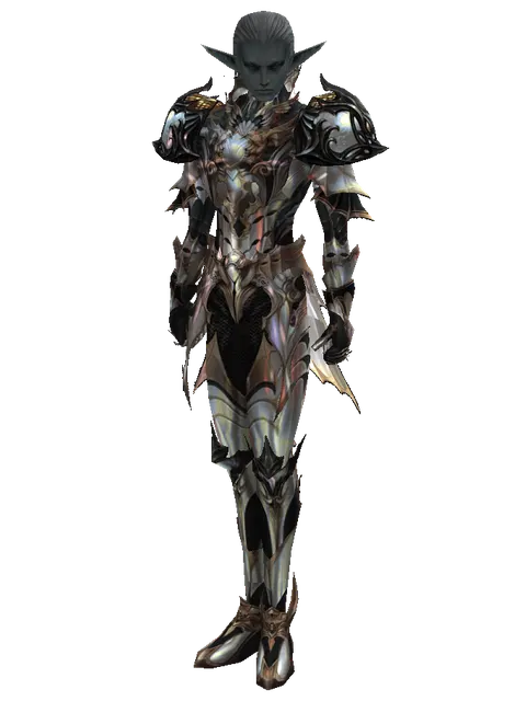 Vesper Set - Heavy on a male Dark Elf, front view