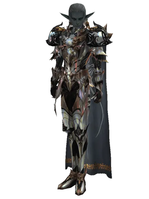 Vesper Set - Heavy on a male Dark Elf, front view