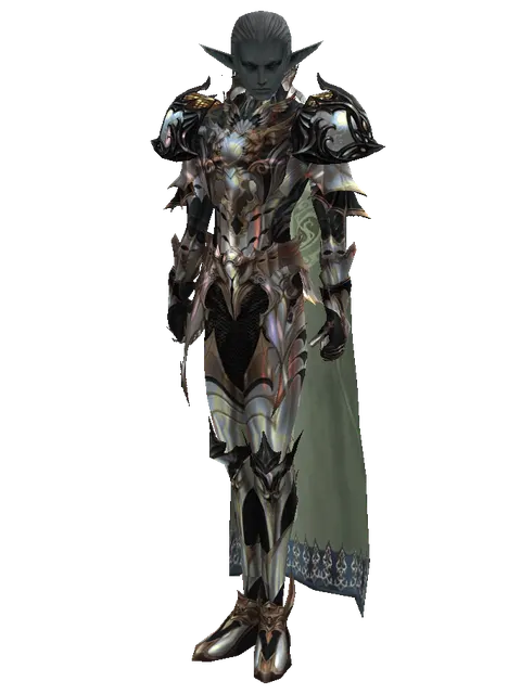 Vesper Set - Heavy on a male Dark Elf, front view
