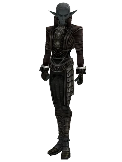 Banded Mithril (light armor) on a male Dark Elf, front view
