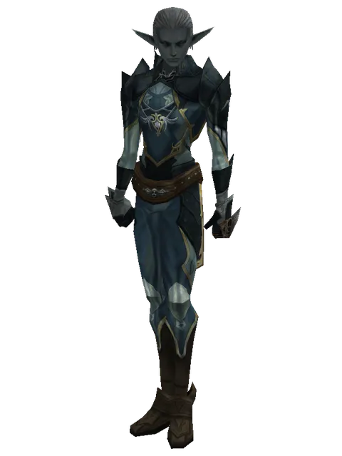 Clan Oath Set - Light on a male Dark Elf, front view