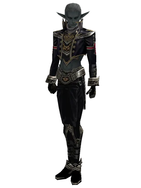 Dark Crystal Leather Set on a male Dark Elf, front view