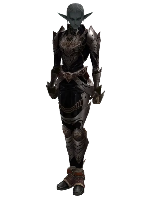 Leather Set of Doom on a male Dark Elf, front view