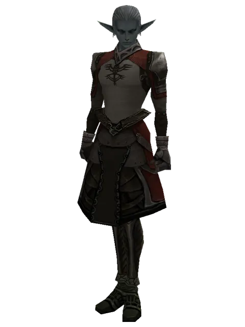 Manticore Skin Set on a male Dark Elf, front view