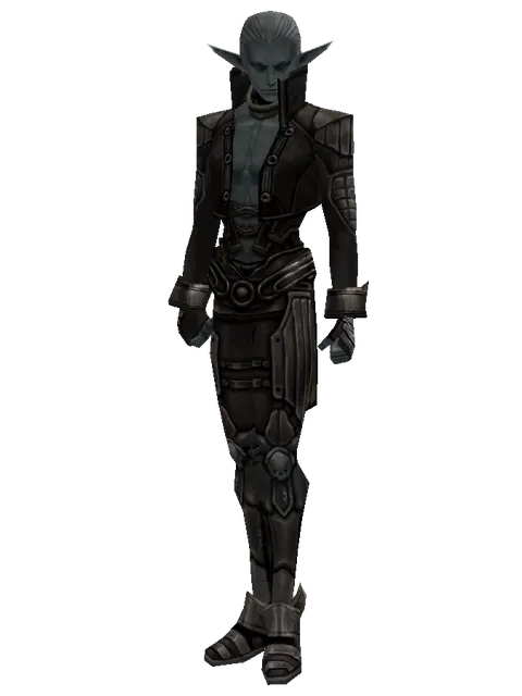 Reinforced Leather Set on a male Dark Elf, front view