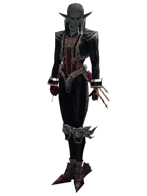 Zubei's Leather Set on a male Dark Elf, front view