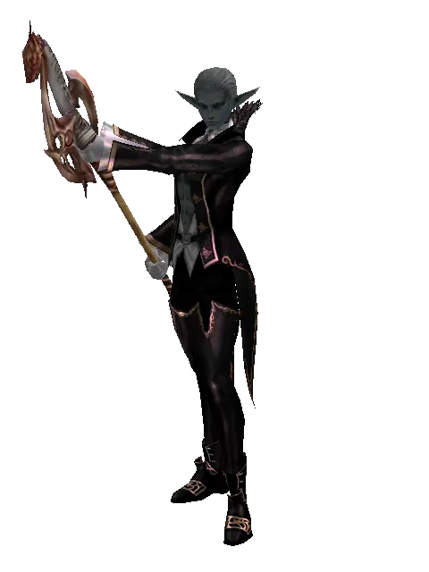 Dragon Claw Axe on a male Dark Elf, front view