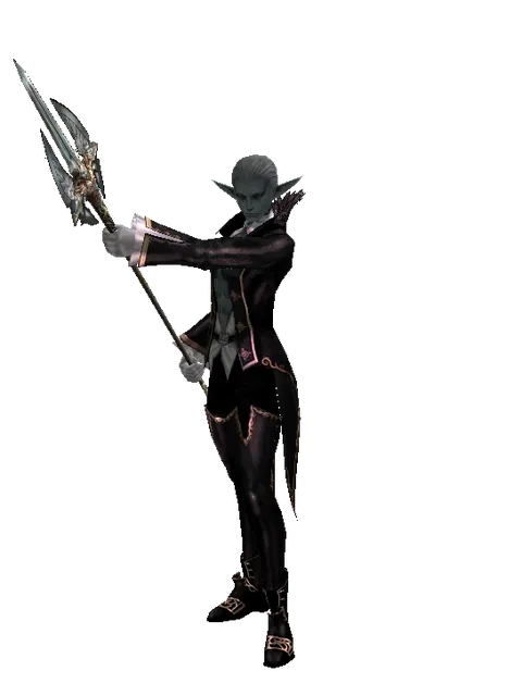 Dynasty Halberd on a male Dark Elf, front view