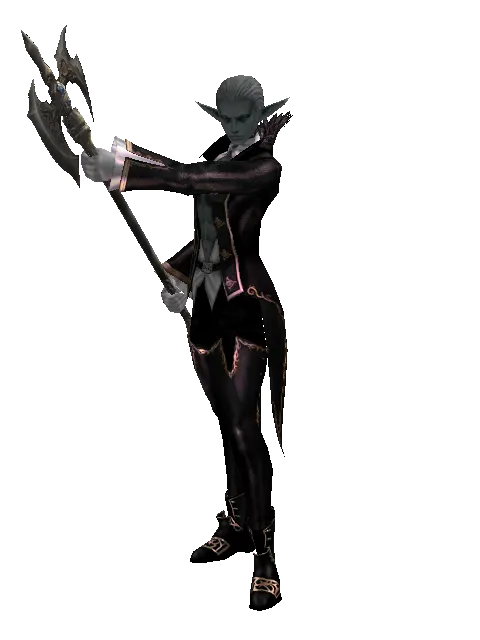 Great Axe on a male Dark Elf, front view