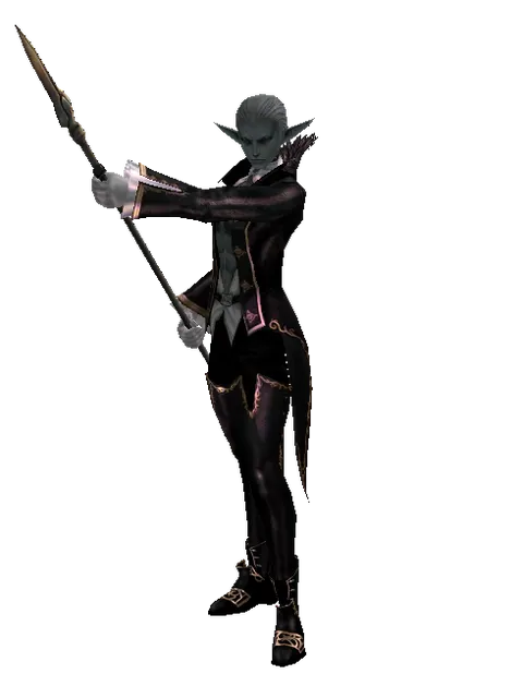 Great Spear on a male Dark Elf, front view