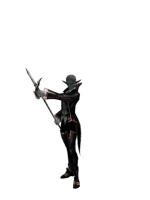 Guard Spear on a male Dark Elf, front view