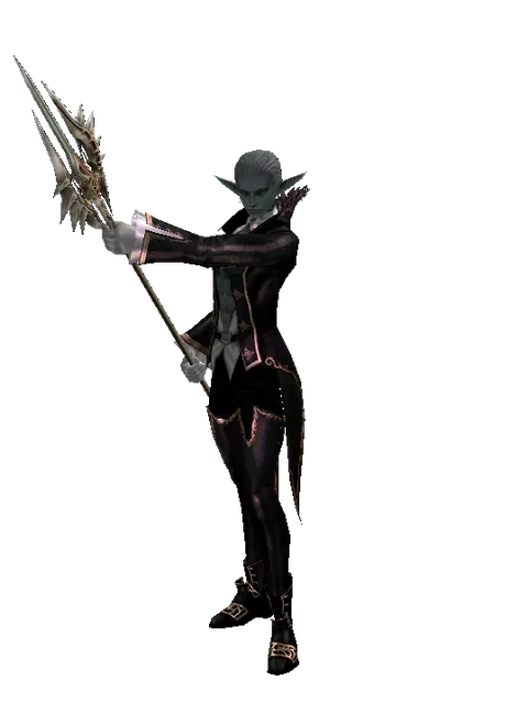 Icarus Trident on a male Dark Elf, front view