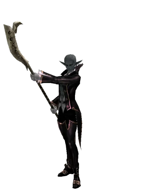 Orcish Glaive on a male Dark Elf, front view