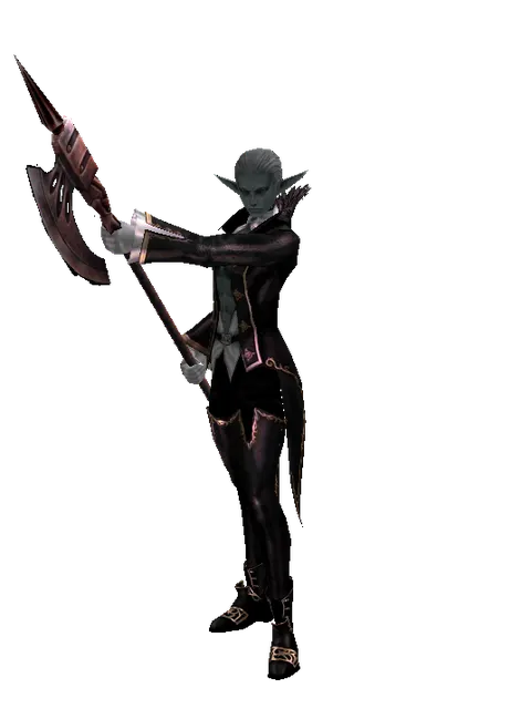 Orcish Halberd on a male Dark Elf, front view