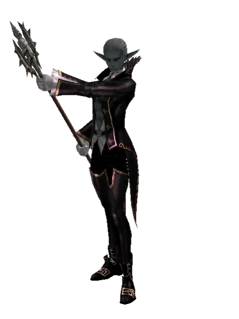 Pike on a male Dark Elf, front view