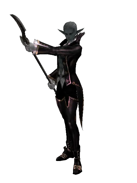 Scorpion on a male Dark Elf, front view