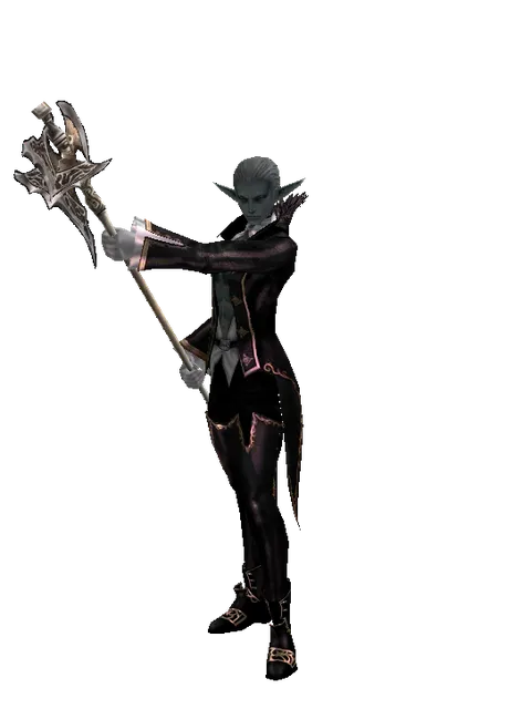 Tallum Glaive on a male Dark Elf, front view