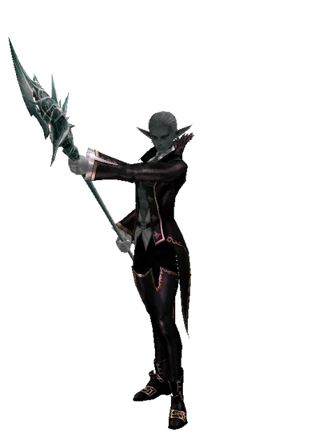 Tiphon's Spear on a male Dark Elf, front view