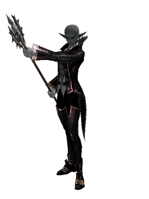 Traveler's Pike on a male Dark Elf, front view