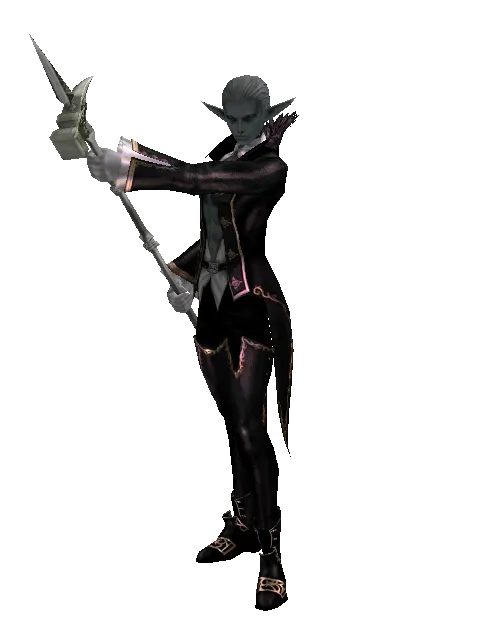 War Hammer on a male Dark Elf, front view