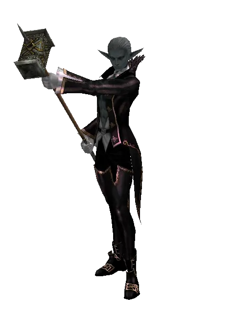 War Pick on a male Dark Elf, front view