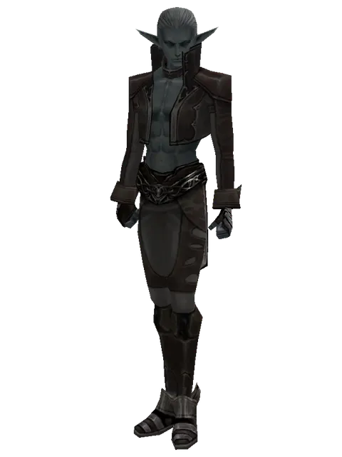 Set of Knowledge on a male Dark Elf, front view
