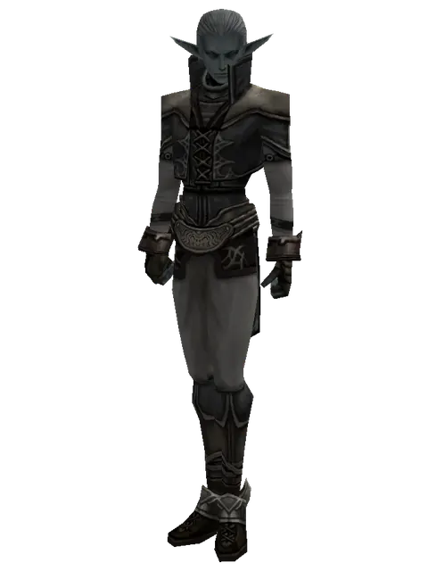 Leather (robe) on a male Dark Elf, front view