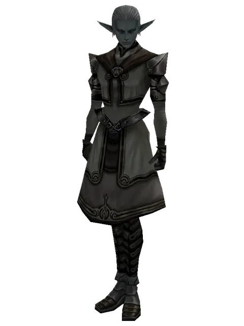 White (robe) on a male Dark Elf, front view