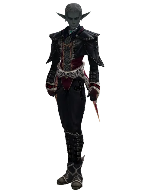 Set of Zubei on a male Dark Elf, front view