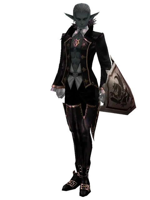 Eldarake on a male Dark Elf, front view
