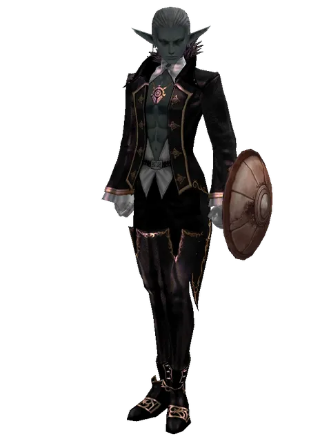 Leather Shield on a male Dark Elf, front view