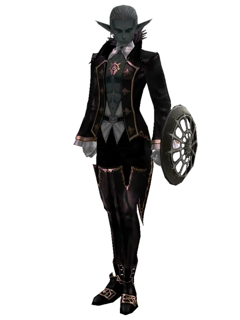 Skeleton Buckler on a male Dark Elf, front view