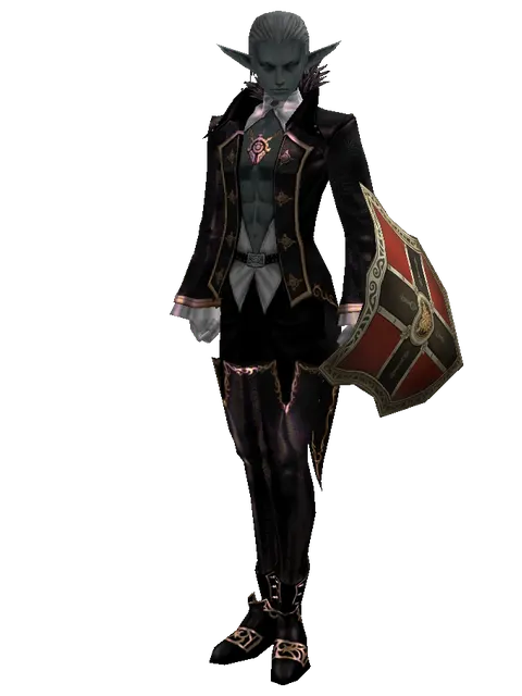 Zubei Shield on a male Dark Elf, front view