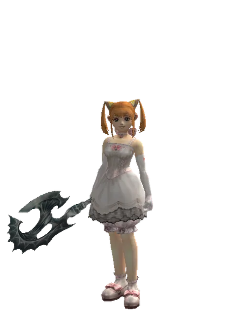 Art of Battle Axe on a female Dwarf, front view