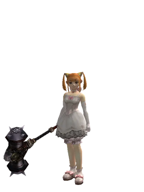 Basalt Battlehammer on a female Dwarf, front view
