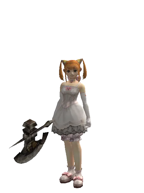 Battle Axe on a female Dwarf, front view