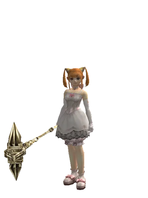 Dwarven War Hammer on a female Dwarf, front view