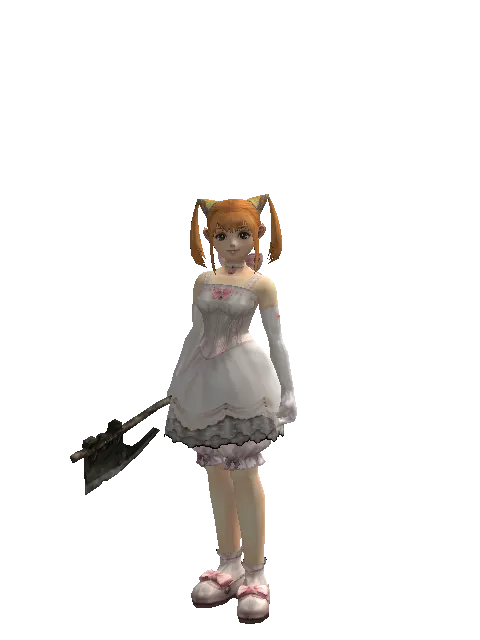 Hand Axe on a female Dwarf, front view