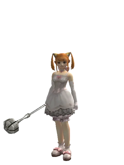 Heavy Mace on a female Dwarf, front view