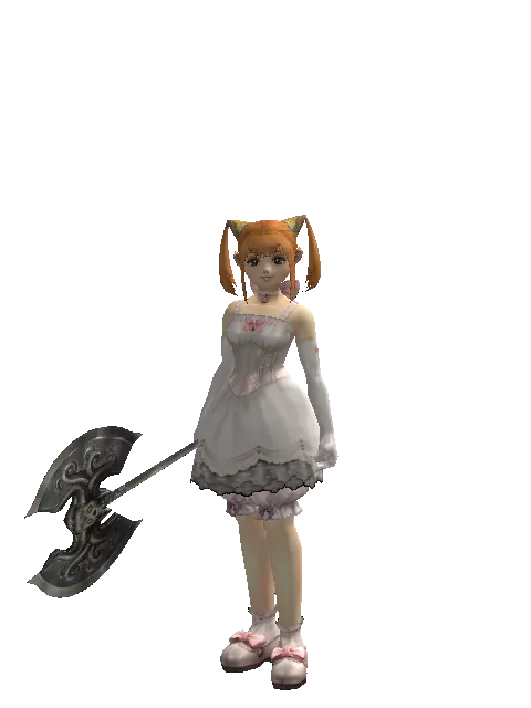 Heavy War Axe on a female Dwarf, front view