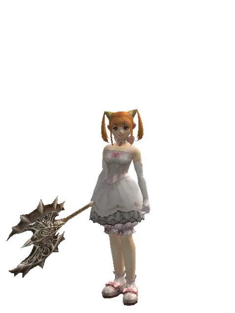 Infinity Axe on a female Dwarf, front view