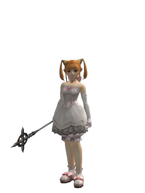Traveler's Mace on a female Dwarf, front view