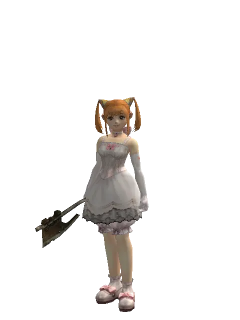 Traveler's Tomahawk on a female Dwarf, front view