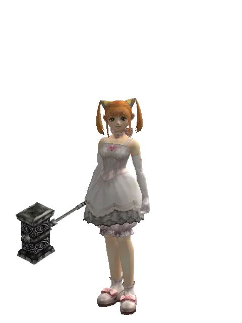 Work Hammer on a female Dwarf, front view
