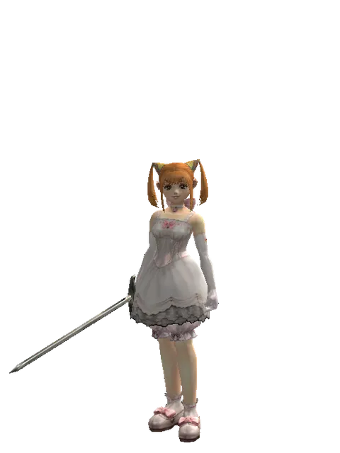 Bastard Sword on a female Dwarf, front view