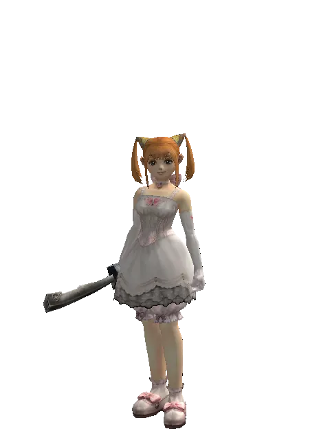 Butcher's Sword on a female Dwarf, front view