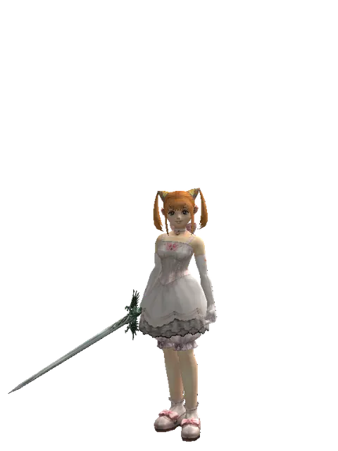 Elven Long Sword on a female Dwarf, front view