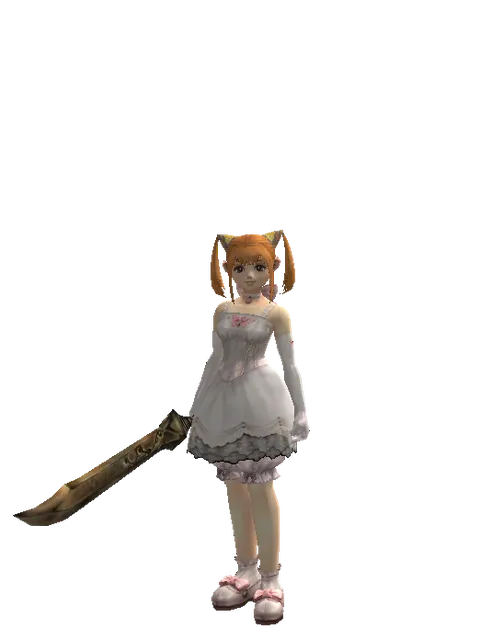 Falchion on a female Dwarf, front view